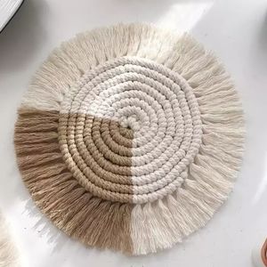 NEW Handmade Nordic Style Hand-woven Coaster 100% Cotton Boho Dining Mat Boho